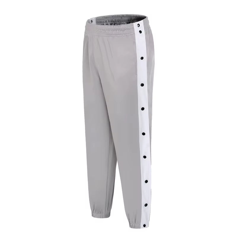 Men Basketball Pants Side Striped Button Easy to Wear Mens Casual Pant Loose Sweatpants