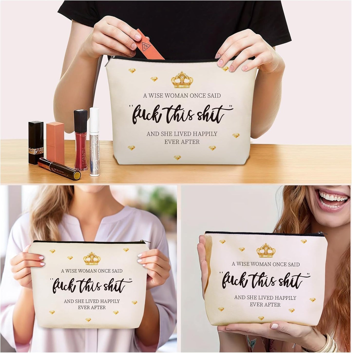 Funny Gifts Makeup Bag for Women, Friends, Hostess Gift Ideas Strong Women Retirement Cool Gifts for Coworkers Women Birthday Gift Ideas Girls Weekend Fun Travel Bag Inspirational Cosmetic Bag