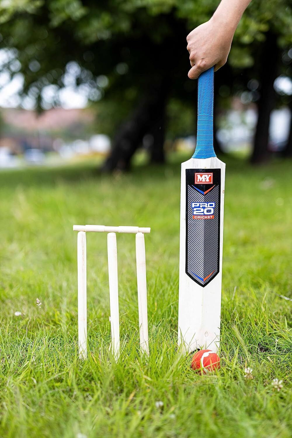 Children'S Medium Size 3,5 Cricket Set Wooden Bat Ball Stumps Bails Garden Beach