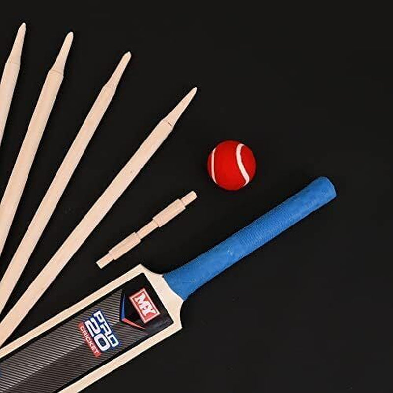 Children'S Medium Size 3,5 Cricket Set Wooden Bat Ball Stumps Bails Garden Beach