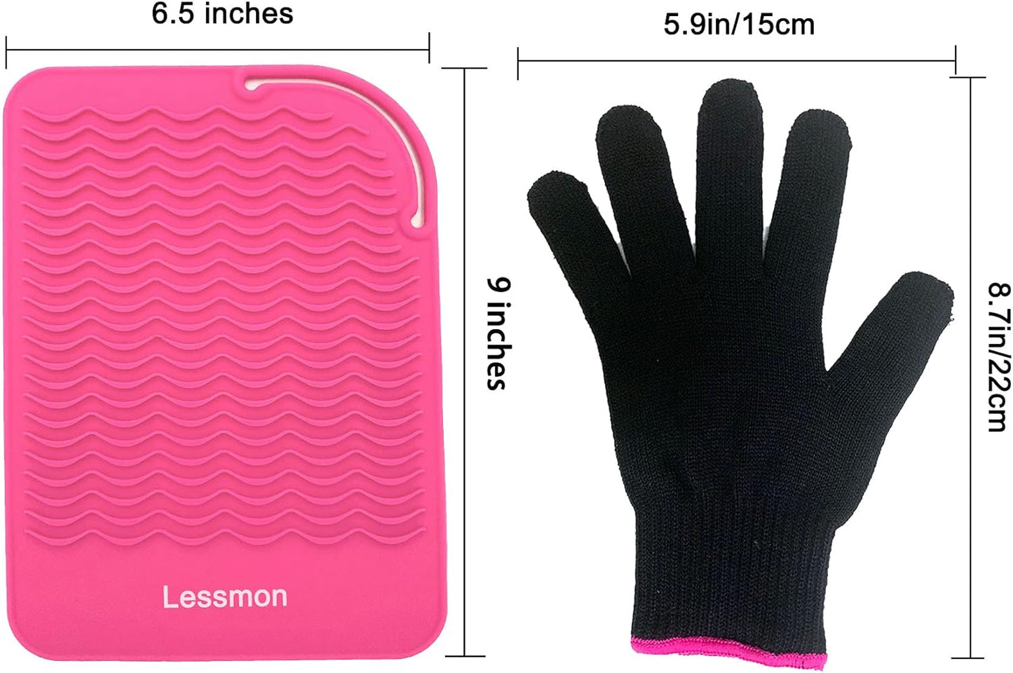 Flat Iron Travel Mat, Curling Iron Counter Protector with Heat Resistant Glove for Curling Irons, Hair Straightener, Flat Irons and Hair Styling Tools, 9” X 6.5”, Pink by