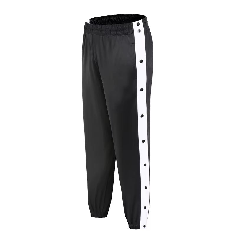 Men Basketball Pants Side Striped Button Easy to Wear Mens Casual Pant Loose Sweatpants