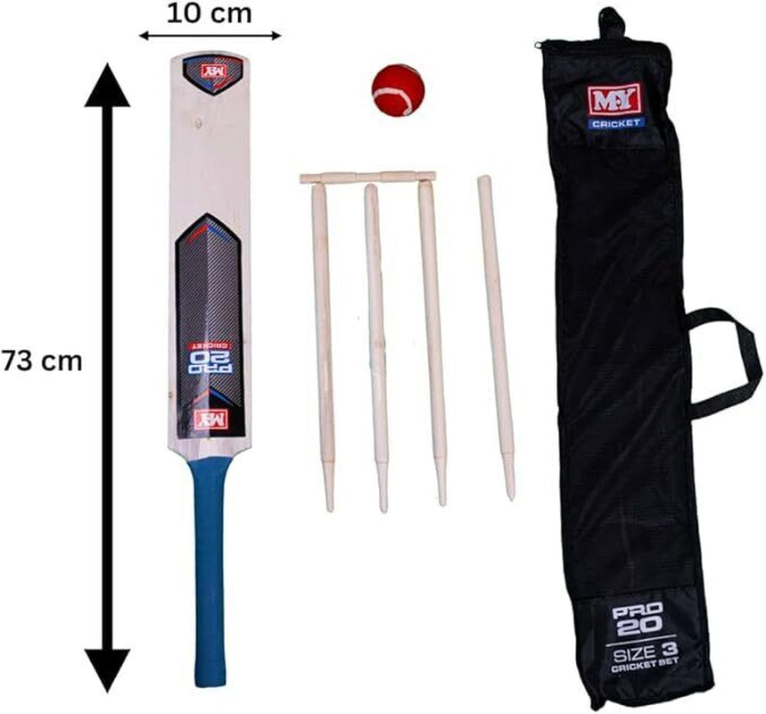 Children'S Medium Size 3,5 Cricket Set Wooden Bat Ball Stumps Bails Garden Beach