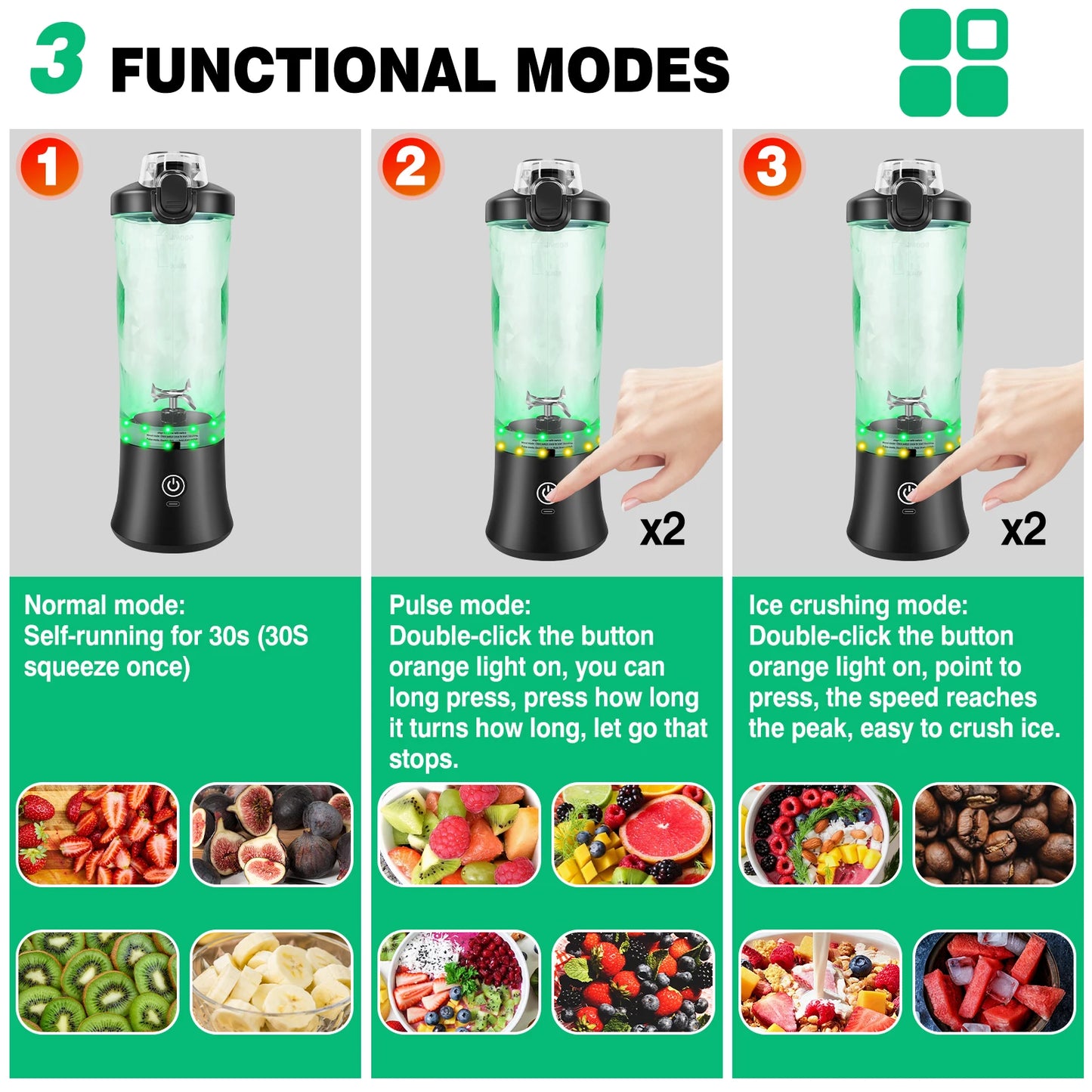 600Ml Portable Mini Blender,Usb Rechargeable Small Smoothie Blender,Large Capacity Travel Blender Portable Smoothies,Blends Ice